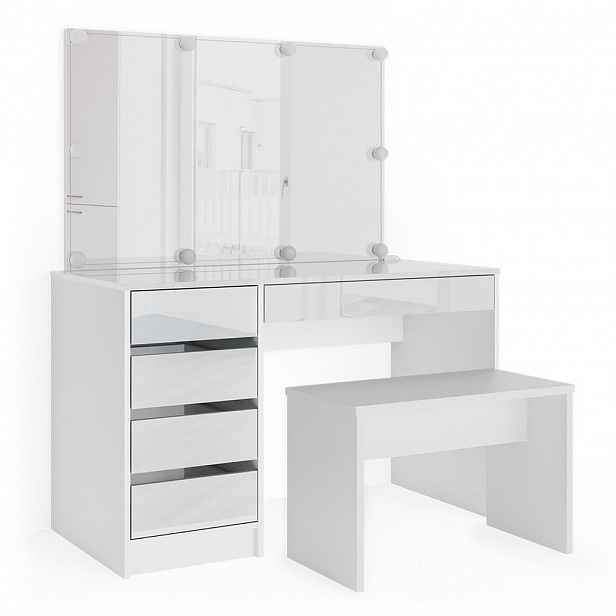 Vicco TOALETNÍ STOLEK Sherry Bílá 120 cm s osvětlením LED a lavičkou