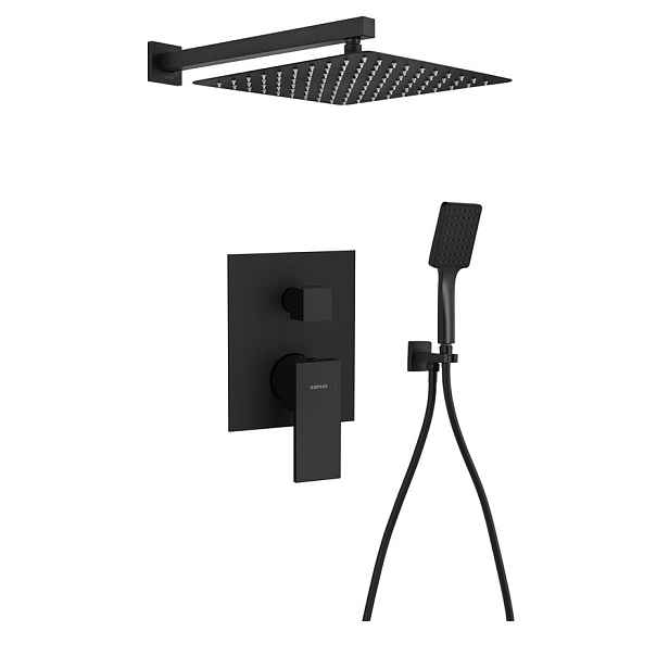 Sapho CUBEMIX podomítkový sprchový set s pákovou baterií, 2 výstupy, vyústění, černá mat