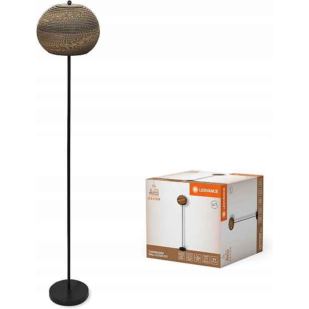 Stylová stojací lampa Ledvance Decor Cardboard Ball z vlnité lepenky