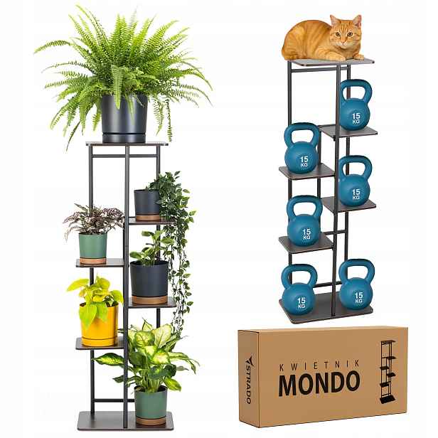 Velký stojící držák na květináč 106 cm, kovový, 6 úrovní na květiny, loft Mondo x2
