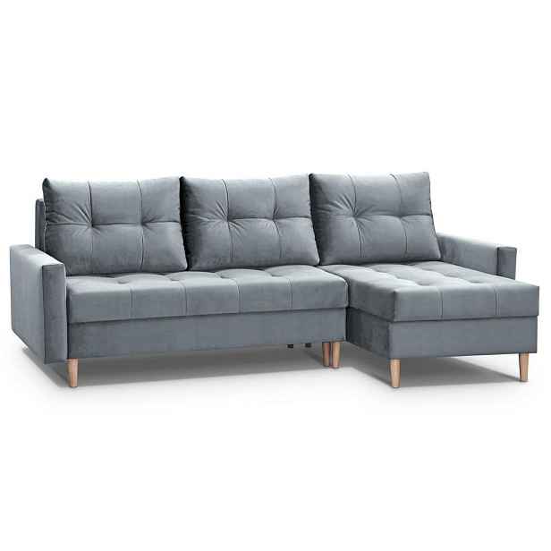 Beautysofa ROHOVÁ POHOVKA Halant s úložným prostorem, univerzální otoman, velurová látka, světle šedá