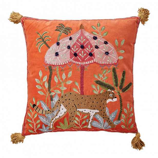 Butlers BOHEMIAN Polštář s třásněmi tygr 50 x 50 cm - oranžová