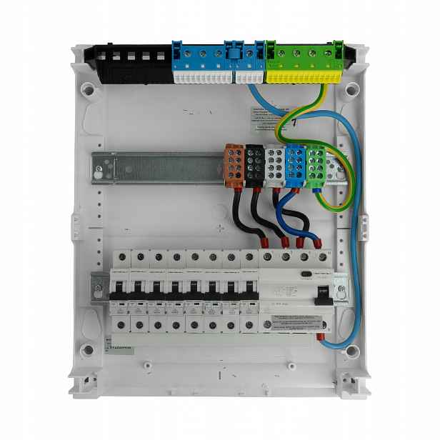 Modulární nástěnný rozvaděč 2x12 chráněný 8xMCB 1xRCCB Vde