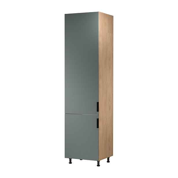 Skříň na vestavnou lednici SALERNO - šířka 60 cm, dub / zelená, levé provedení