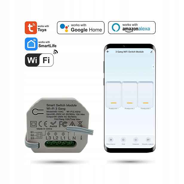 3-kanálový Wifi ovladač osvětlení Tuya