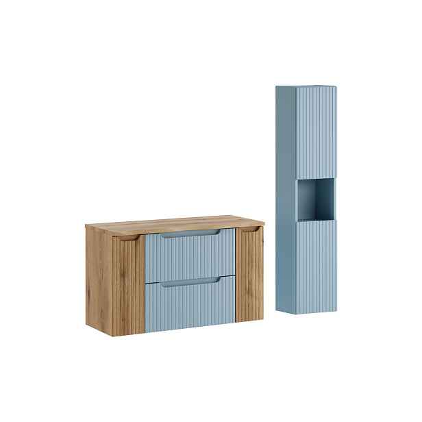 Comad Koupelnová sestava Nova Denim s deskou a skříňkami 100 cm modrá/dub coast evoke