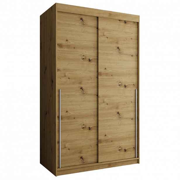 Home Collective ŠATNÍ SKŘÍŇ S POSUVNÝMI DVEŘMI 120 cm šířka, Artisan se stříbrným úchytem