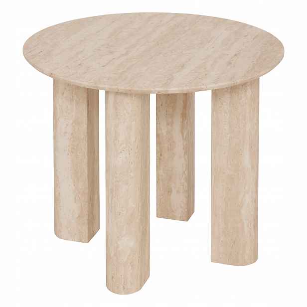 Kávový Stolek Mdf Ø 50,5 CM Výška 43,5 CM, Efekt Travertinu Béžová Barva