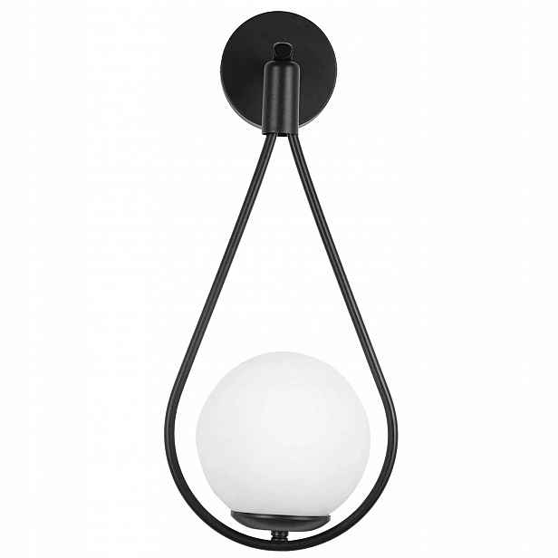 Nástěnná lampa Černá Kovová Bílá Kula E27 Moderní Loft Rea