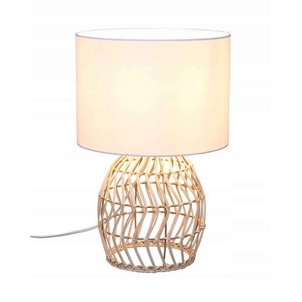 Stolní lampa noční ratanová, bílá, stínidlo Rl