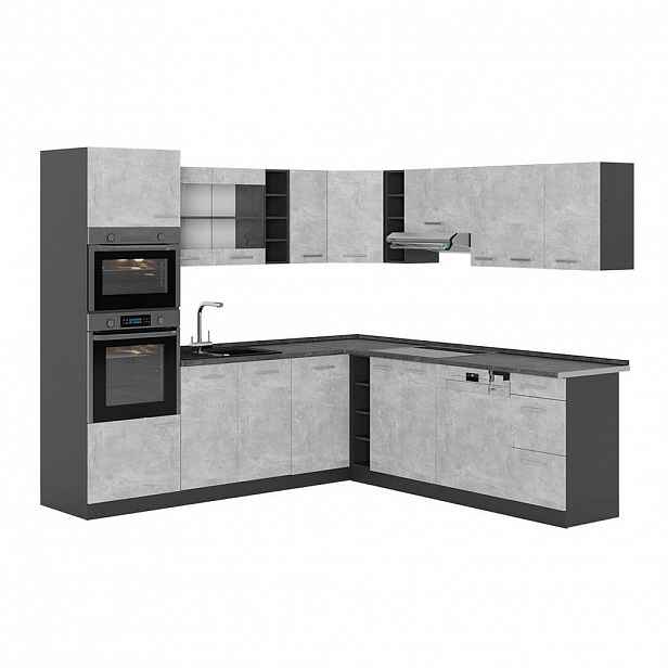 Vicco ROHOVÁ KUCHYŇ R-Line, Beton/Antracit, 247 x 237 cm bez pracovní desky