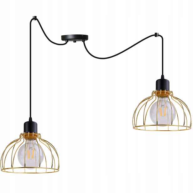 Závěsné Stropní Svítidlo Lustr Zlatý Černý Pavouk Dvojitý Loft Elegantní