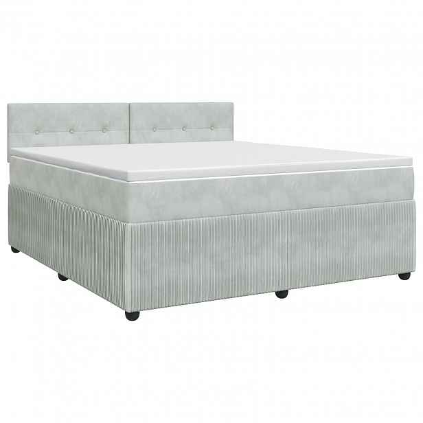 vidaXL Postel boxspring s matrací Světle šedá 140 x 190 cm Samet