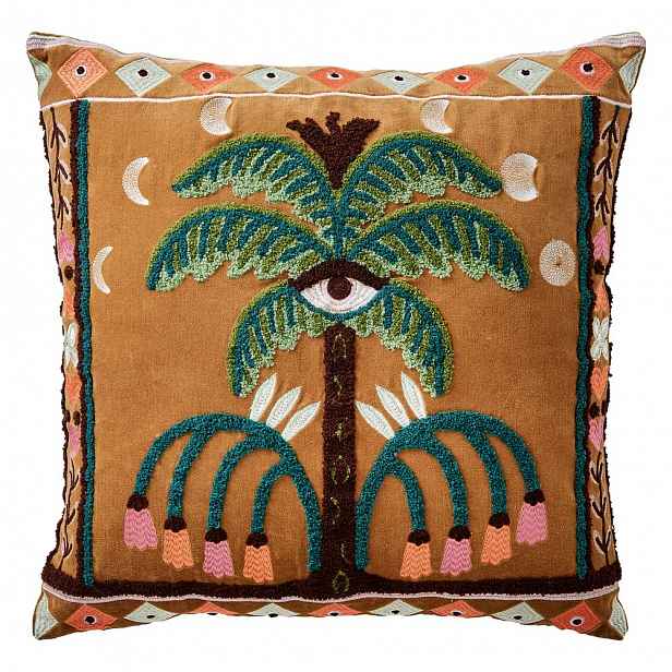 Butlers BOHEMIAN Polštář palma 50 x 50 cm - hnědá