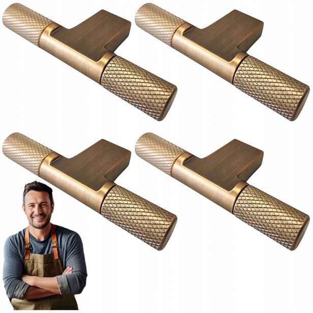 Nábytková Úchytka Knoflík Rea Kladívko Patinované Zlaté Rýč 72x12mm 4ks