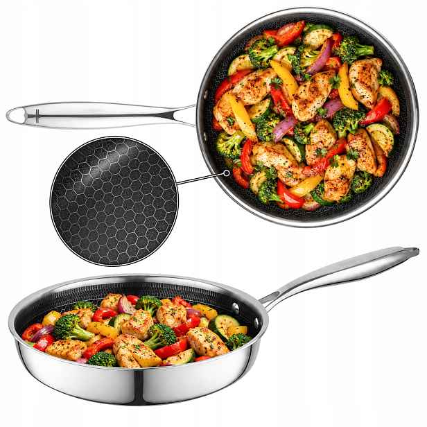 Ocelová pánev indukční plynová hluboká 24 cm pro gastronomickou troubu