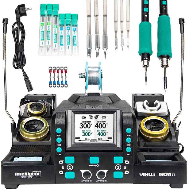 Pájecí stanice Yihua 982D-II 2v1 kolbová (hroty C245, C210) pro Smd