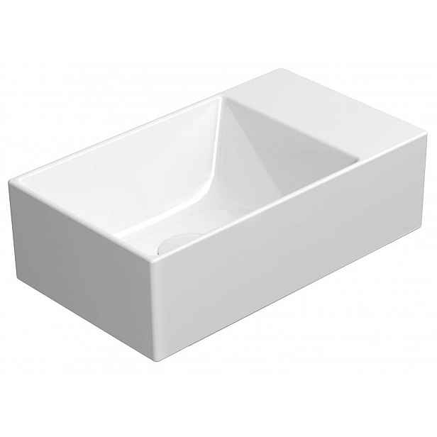 Sapho GSI Kube X - Umývátko 40x23 cm, bez přepadu, bez otvoru pro baterii, ExtraGlaze, bílá 9484011