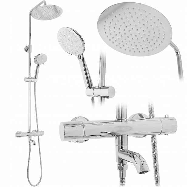 Sprchový Vanový Set S Termostatem Rea Lungo Chrom Na Omítku 117 cm