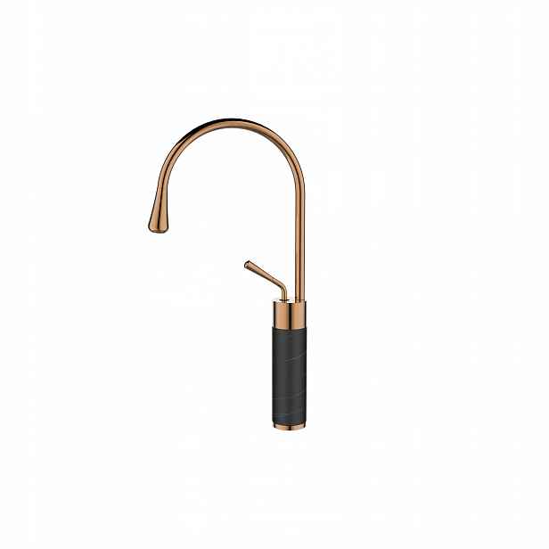 Umyvadlová Stojánková Baterie Vysoká Měděná Černá Invena S Pohyblivým Výtokové Ramínko