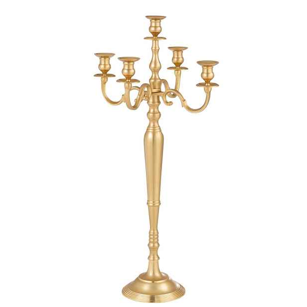 Zlatý 5-ti ramenný kovový svícen Goldmy - Ø 48*99 cm J-Line by Jolipa