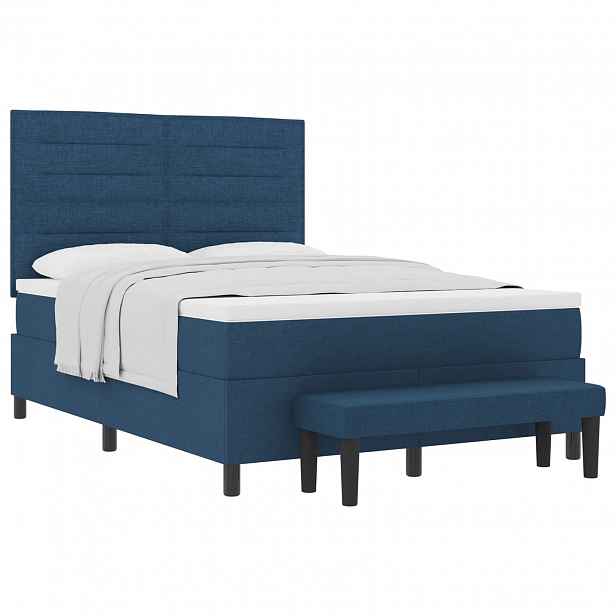 vidaXL Postel s boxspringem s čelo Modrá 160 x 200 cm textil
