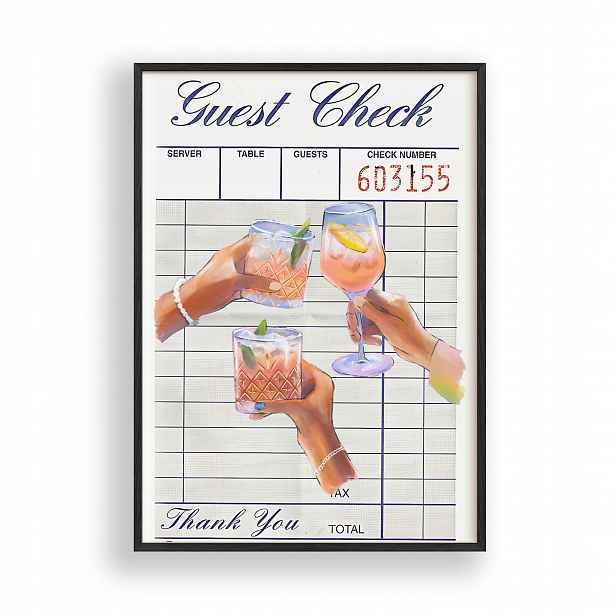 Obraz Koktejly Guest Check Plakát Rámeček Dřevěný Černý 30x42 cm