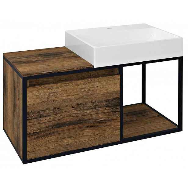 Sapho Skara - Umyvadlová skříňka, 100x50x47 cm, matná černá/dub Collingwood CG004-1919