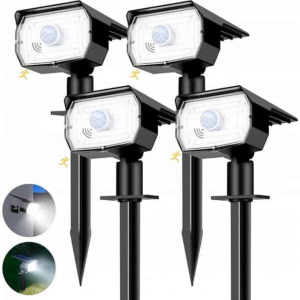 Solární Led Svítilny S Pohybovým Senzorem IP67 4 Ks 3000K A+++