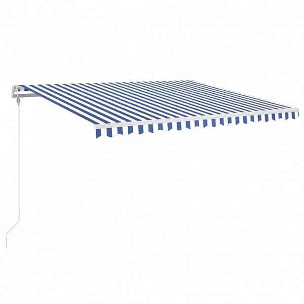 vidaXL Automatická markýza LED a senzor větru 400 x 350 cm modrobílá