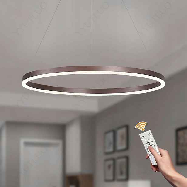 Závěsná Led lustrová lampa Yyutluo 60 cm 29W dálkový ovladač, stmívatelná, zlatá