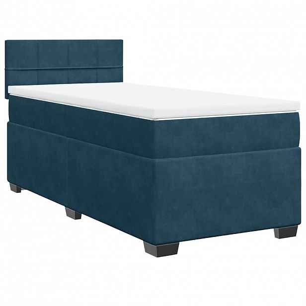 vidaXL Box spring postel s matrací tmavě modrá 80 x 200 cm samet