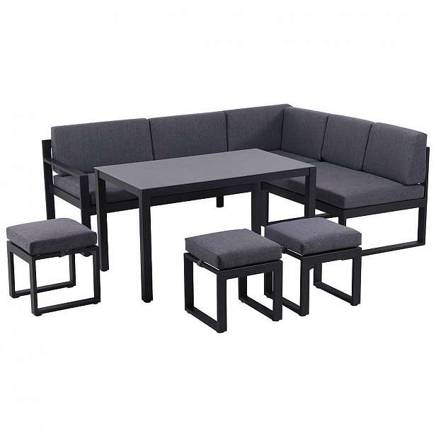 Amatio Relaxační Sestava Na Terasu, Antracitová, Světle Šedá, Tmavě Šedá - Zahradní nábytek sety - 000348013901