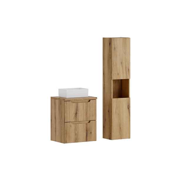 Comad Koupelnová sestava Nova Gaja s deskou, umyvadlem a skříňkami 50 cm dub coast evoke