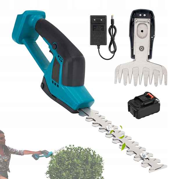 Akumulátorové Nůžky Na Keře Živého Plotu Trávy 2V1 390W 18V 1.6Ah Aku