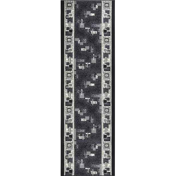 Černý koberec běhoun s měkkým krátkým vlasem 80 x 450 cm