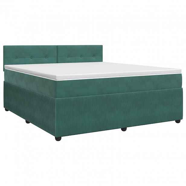 vidaXL Postel boxspring s matrací Tmavě zelená 140 x 190 cm Samet