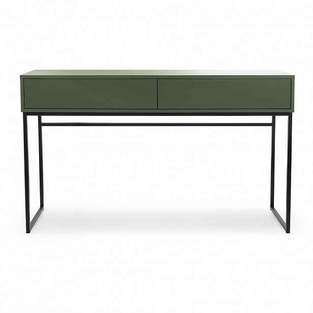 Beautysofa ODKLÁDACÍ stůl Giana se 2 zásuvkami, 137 cm, lahvově zelená