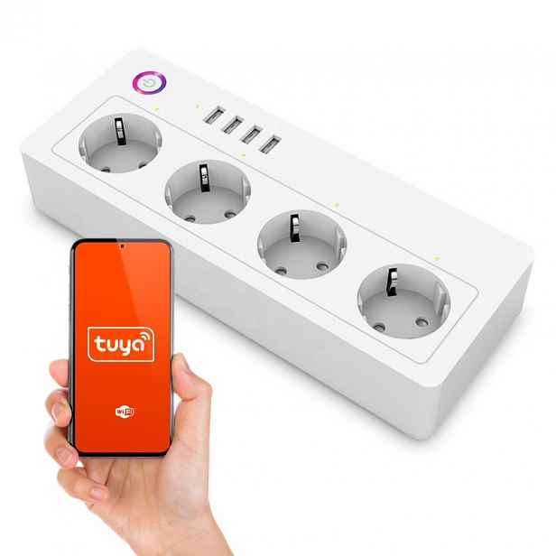 Chytrá Zásuvková Lišta Smart Wifi Tuya s měřením spotřeby, 4x Usb