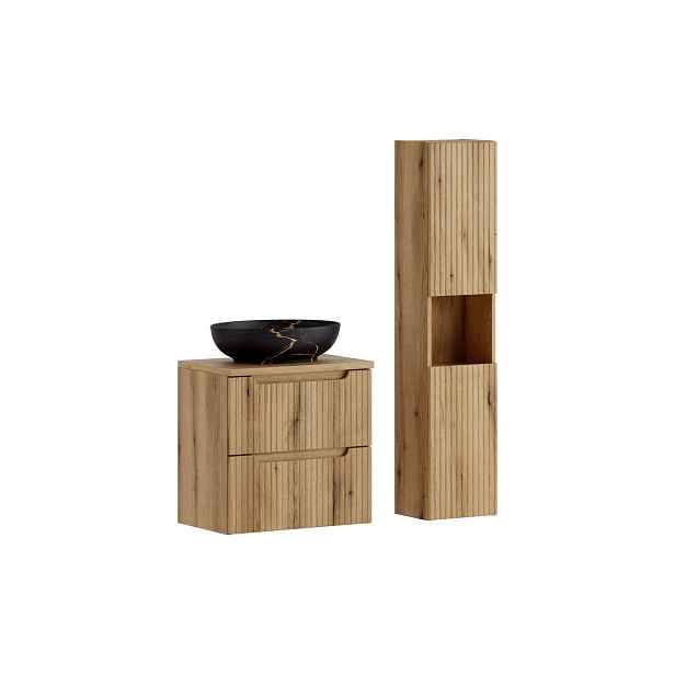 Comad Koupelnová sestava Nova Mona s deskou, umyvadlem a skříňkami 60 cm dub coast evoke