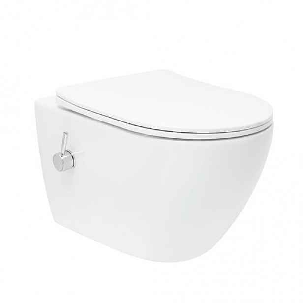 WC s bidetem závěsné SAT Fusion vírové včetně prkénka softclose, zadní odpad SATFUS11BFC