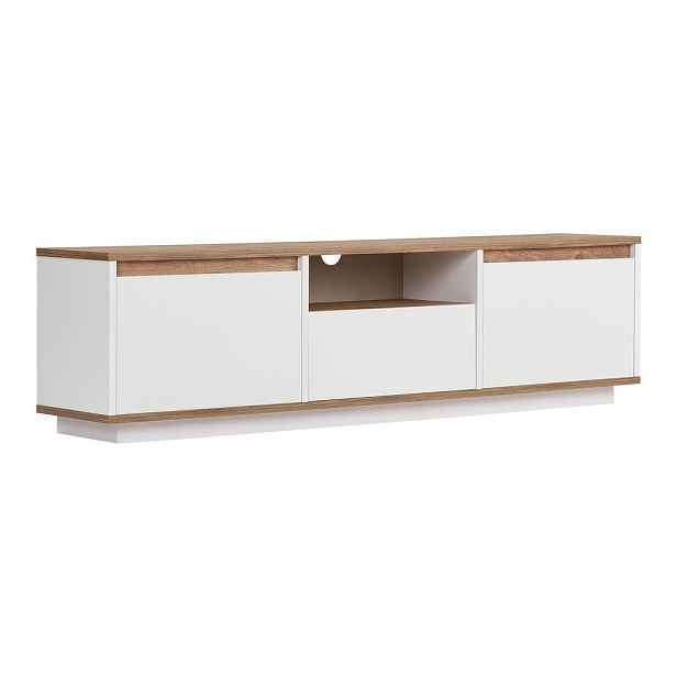 Bílý/v přírodní barvě TV stolek v dekoru borovice 160x42x30 cm Sentinel – Kalune Design