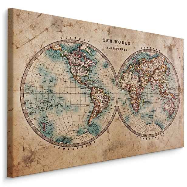 MyBestHome BOX Plátno Mapa Starého Světa V Retro Stylu Varianta: 70x50