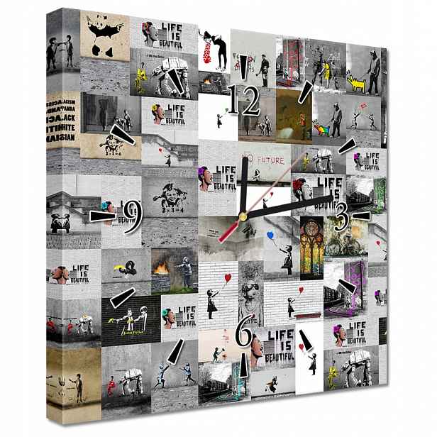 Nástěnné hodiny 30x30 Mix Banksy