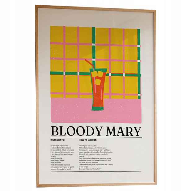 Plakát Bloody Mary A3 Obraz Drink Kuchyně Bar Rámeček Dřevěný 30x42 cm