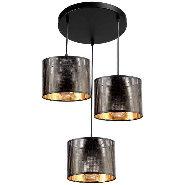 Závěsná Stropní Lampa S Ažurovým Stínítkem A Otvory, Talíř Led E27, Zlatá