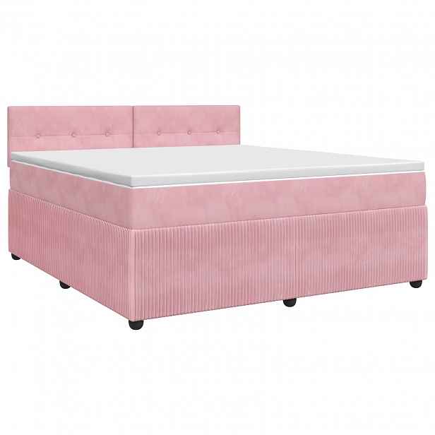 vidaXL Postel boxspring s matrací s čelo Růžová 140 x 190 cm Samet