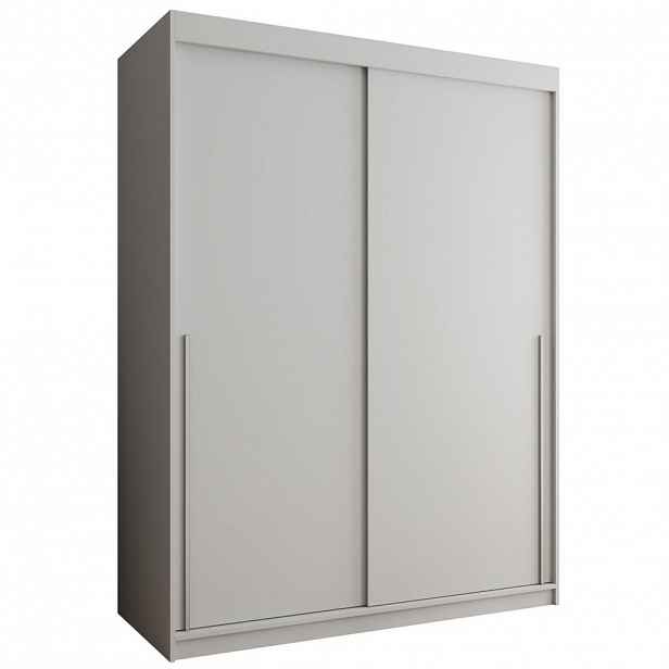 Home Collective ŠATNÍ SKŘÍŇ S POSUVNÝMI DVEŘMI 150 cm šířka, bílá se stříbrným úchytem