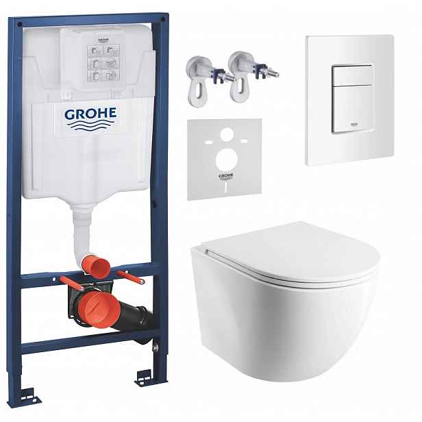 Podomítkový Wc set Grohe s mísou Cmwbp a tlačítkem bílá Fresh
