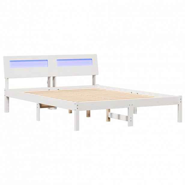 vidaXL Rám postele s čelo Bílá 135 x 190 cm Masivní borové dřevo
